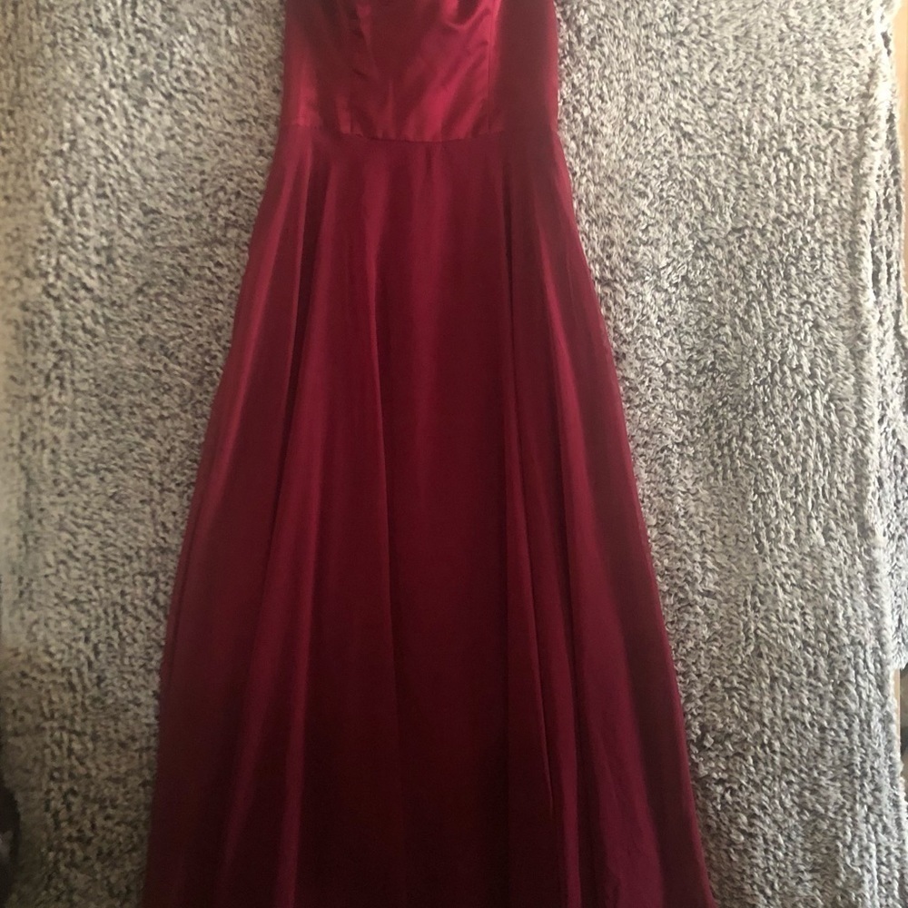 Jim Hjelm Occasions Strapless women’s Size 12 burgundy Rose Chiffon Full Length - Picture 11 of 12